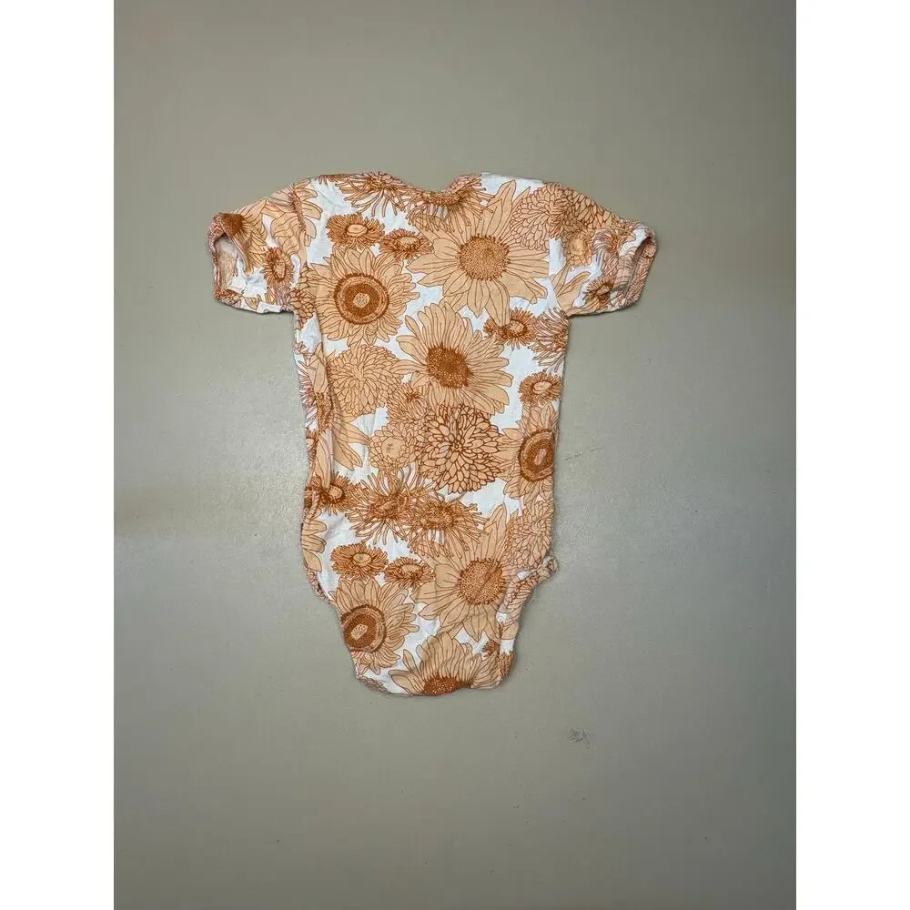 Baby Floral Bodysuit 6-12M Kate Quinn Organic Cotton Sunflower One Piece EUC